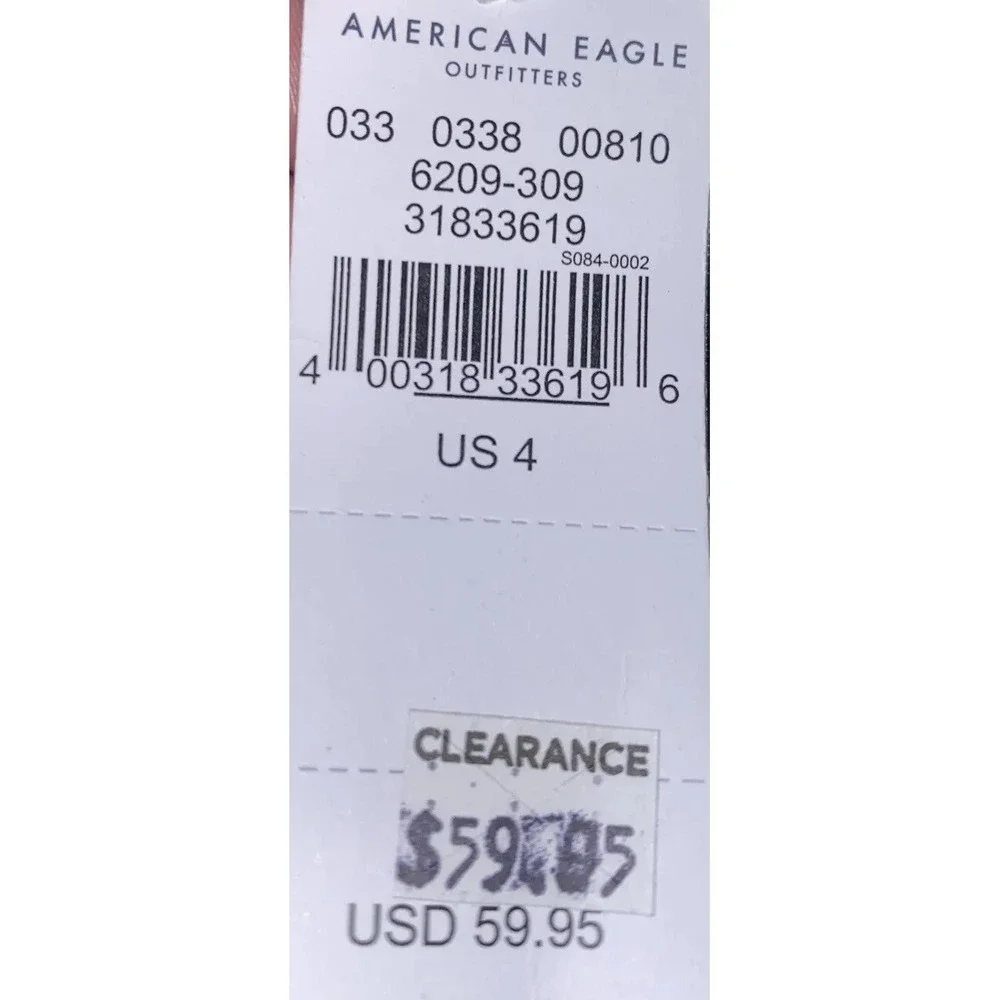 New American‎ Eagle paper bag tie high rise Mom Green Jean Shorts Womens Sz 4